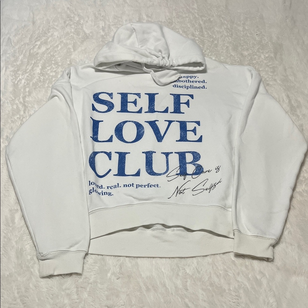 Grayson Threads White Hoodie with Blue Print